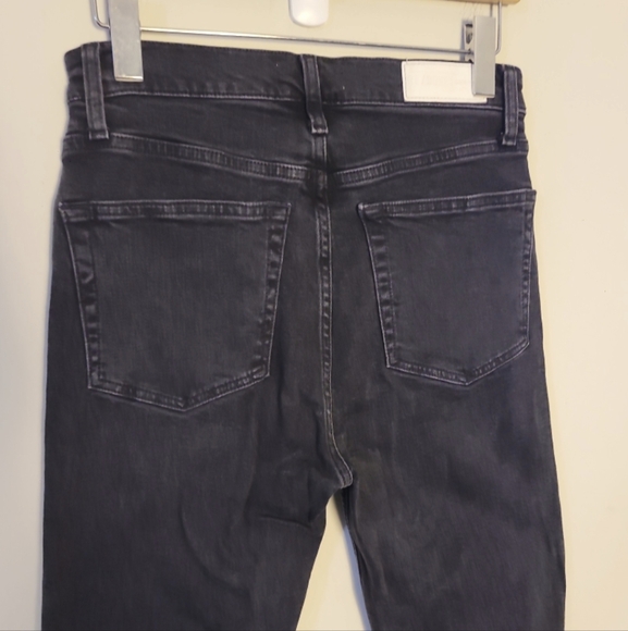 Re/Done Washed Black Stovepipe Straight Crop Jean Sz 28 - Picture 5 of 7
